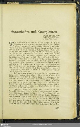 Sagenhaftes und Aberglauben