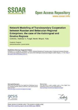 Network Modelling of Transboundary Cooperation between Russian and Belarusian Regional Enterprises: the case of the Kaliningrad and Grodno Regions