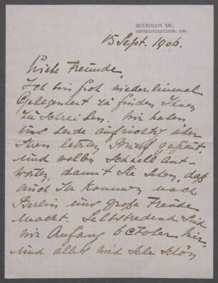 Brief von Benjamine Kolbe an Charlotte und Hermann Schmitt
