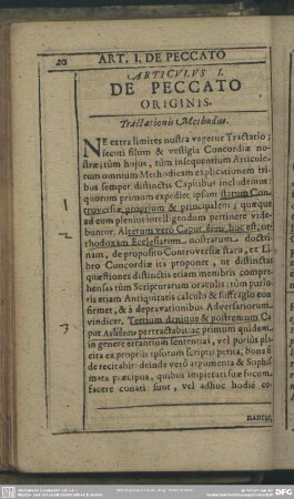 Articulus I. De Peccato Originis
