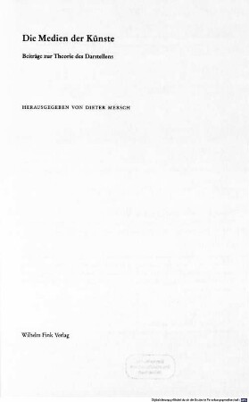 Die Medien der Künste : Beiträge zur Theorie des Darstellens
