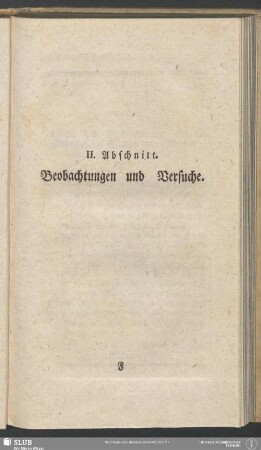 II. Abschnitt. Beobachtungen und Versuche