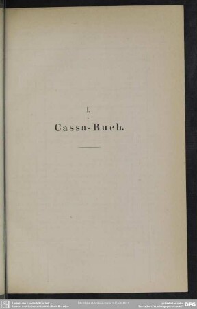 I. Cassa-Buch