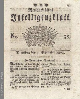 No. 35, Dienstag den 1. September 1801