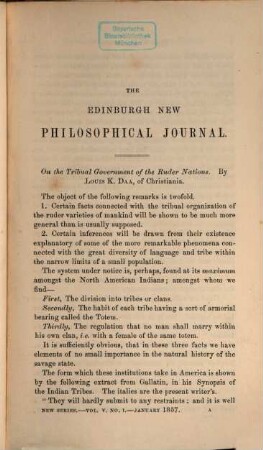The Edinburgh new philosophical journal. 5, 5. 1857
