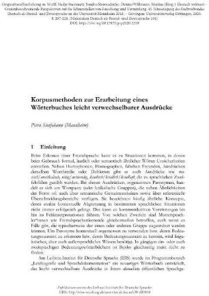 Korpusmethoden zur Erarbeitung eines Wörterbuches leicht verwechselbarer Ausdrücke