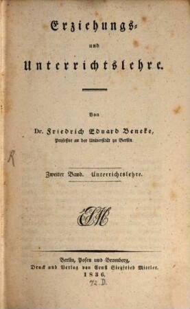 Erziehungs- und Unterrichtslehre, 2. Unterrichtslehre