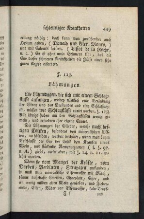 449-476, §. 113. Lähmungen. - §. 116. Rheumatismus, oder hitziger Fluß