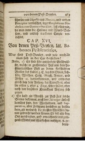 Cap. XVI. Von denen Pest-Beulen, lat. Bubones Pestilentiales.