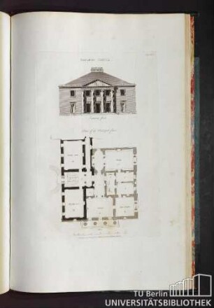 Plate 30. Skelton Castle. Entrance front. Plan of the Principal floor.
