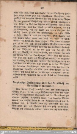 Vorgängige Erläuterung über das Verhältniß der Naturkörper zueinander