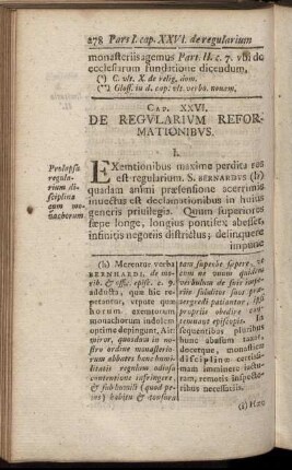 Cap. XXVI. De Regularium Reformationibus. - Cap. XXIX. De Privilegiis Clericorum.