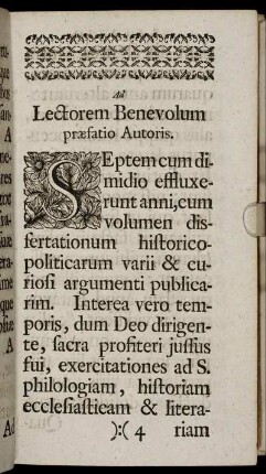 Ad Lectorem Benevolum præfatio Autoris.