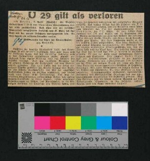 "U 29 verloren"