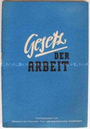 Broschüre mit dem Arbeitsgesetz der DDR vom 19. April 1950