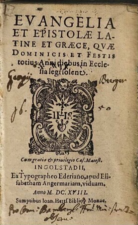 Evangelia Et Epistolae Latine Et Graece, Qvae Dominicis Et Festis totius Anni diebus in Ecclesia legi solent