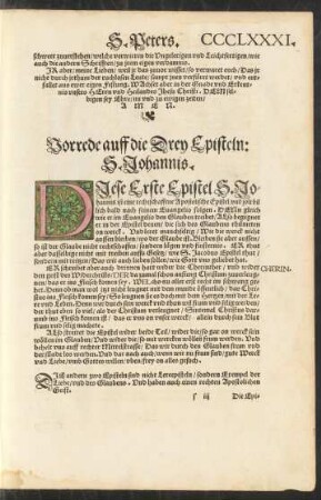 Vorrede auff die Drey Episteln: S. Johannis.