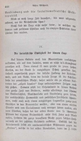 IV. Die soicalistische Thätigkeit der blauen Loge.
