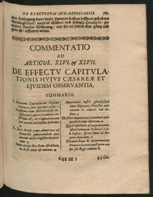 Commentatio Ad Articul. XLVI. & XLVII. De Effectu Capitulationis Hujus Caesareae Et Ejusdem Observantia
