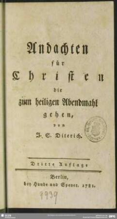 Andachten für Christen, die zum heiligen Abendmahl gehen