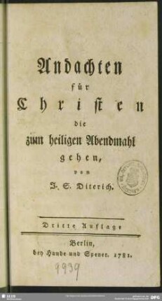 Andachten für Christen, die zum heiligen Abendmahl gehen