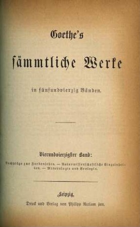 Goethe's sämmtliche Werke : in fünfundvierzig Bänden, 44