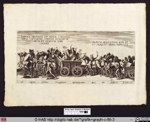 Triumphzug römischer Bürger mit Kriegsbeute.