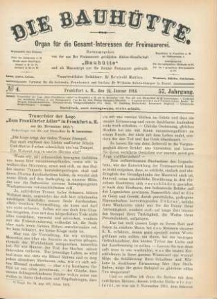 No. 4. Frankfurt a. M., den 24. Januar 1914. 57. Jahrgang.