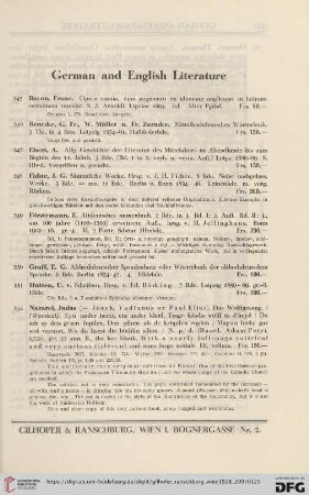 German and English Literature (No. 245 - 257)