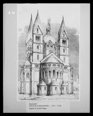 Stich der Ostseite der Liebfrauenkirche in Roermond