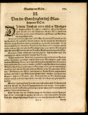 III. Von der Gerechtigkeit deß Glaubens vor Gott