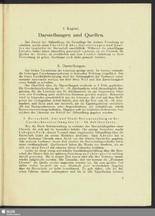 I. Kapitel. Darstellungen und Quellen