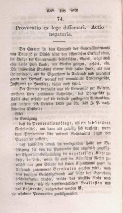 74. Provocatio ex lege diffamari. Actio negatoria.