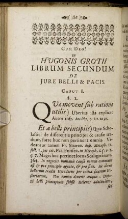 In Hugonis Grotii Librum Secundum De Jure Belli & Pacis