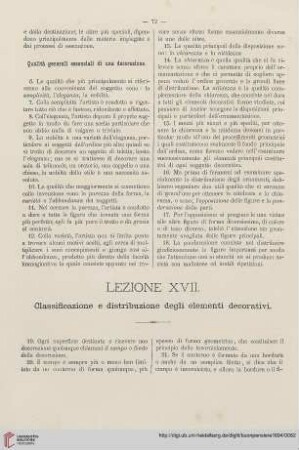 Lezione XVII: Classificazione e distribuzione degli elementi decorativi