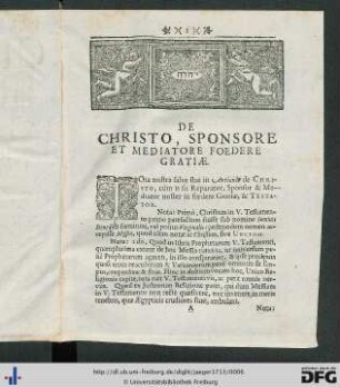 De Christo, Sponsore Et Mediatore Foedere Gratiae.