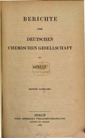 Berichte der Deutschen Chemischen Gesellschaft. 2. 1869