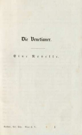 Die Venetianer. Eine Novelle