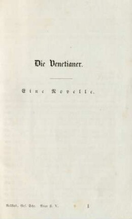 Die Venetianer. Eine Novelle