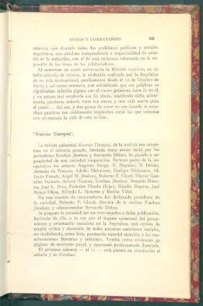 "Nuevos Tiempos"