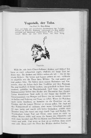 Yogodaik, der Toba. : Text und Bilder mit freundlicher Genehmigung des Verlages Strecker & Schröder, Stuttgart, entnommen aus dem äußerst spannend und interessant geschriebenen Buche "Indianerland", Bilder aus dem Gran Chaco, von Hans Krieg.