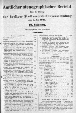 Sitzung 19, 8. Mai 1930