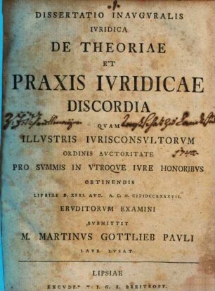 Dissertatio Inavgvralis Ivridica De Theoriae Et Praxis Ivridicae Discordia