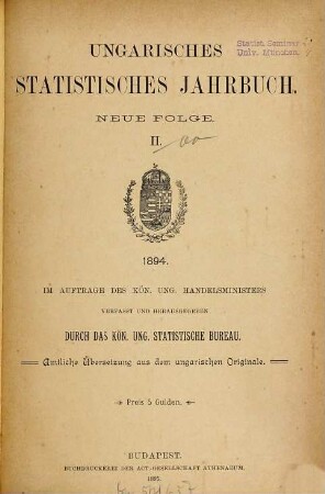Ungarisches statistisches Jahrbuch. 2, 2. 1894 (1895)