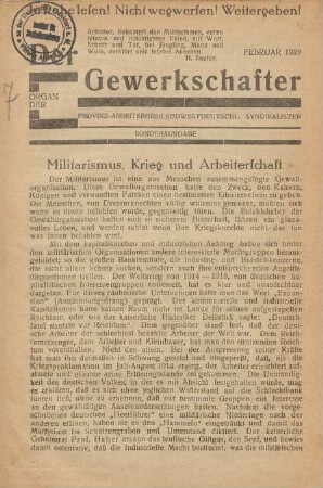Sonderausgabe, Februar 1929