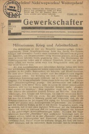 Sonderausgabe, Februar 1929