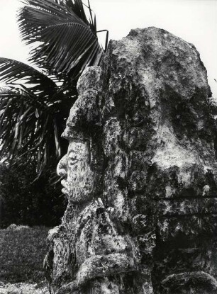 Yukatan, ein im Dschungel freigelegtes Maya Standbild