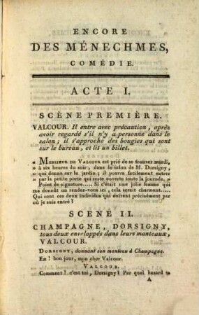 Encore des ménechmes : comédie en trois actes et en prose