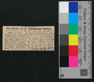 "ein englisches Lob für Kapitänleutnant Weddigen"