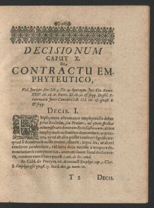 Decisionum Caput X. De Contractu Emphyteutico, ...